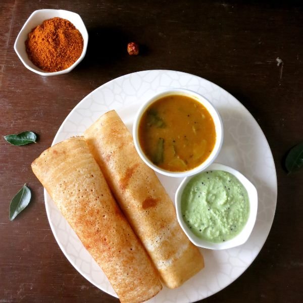Dosa Ghee Roast and Kerala-Style Sambar food of kerala